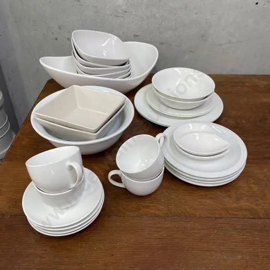 Large Selection of White Ceramic Dinner and Teaware