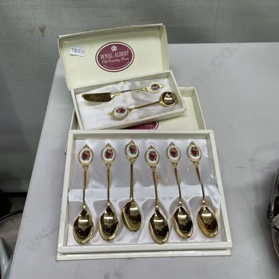 Two boxed sets of Vintage Royal Albert Old Country Roses Cutlery