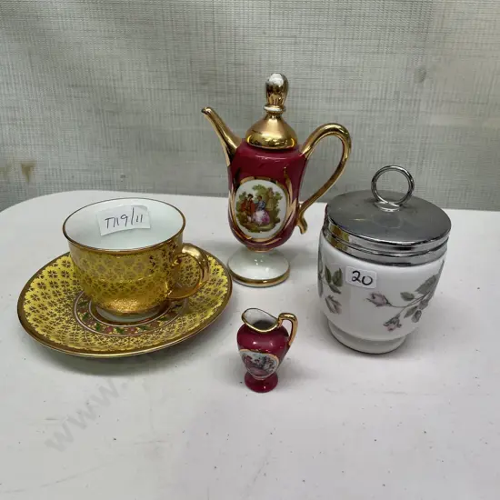 Assorted Collectables including Limoges and Royal Worcester Egg Coddler