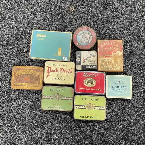 Selection of Vintage Cigarette Tobacco Tins